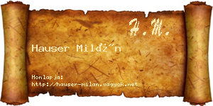 Hauser Milán névjegykártya